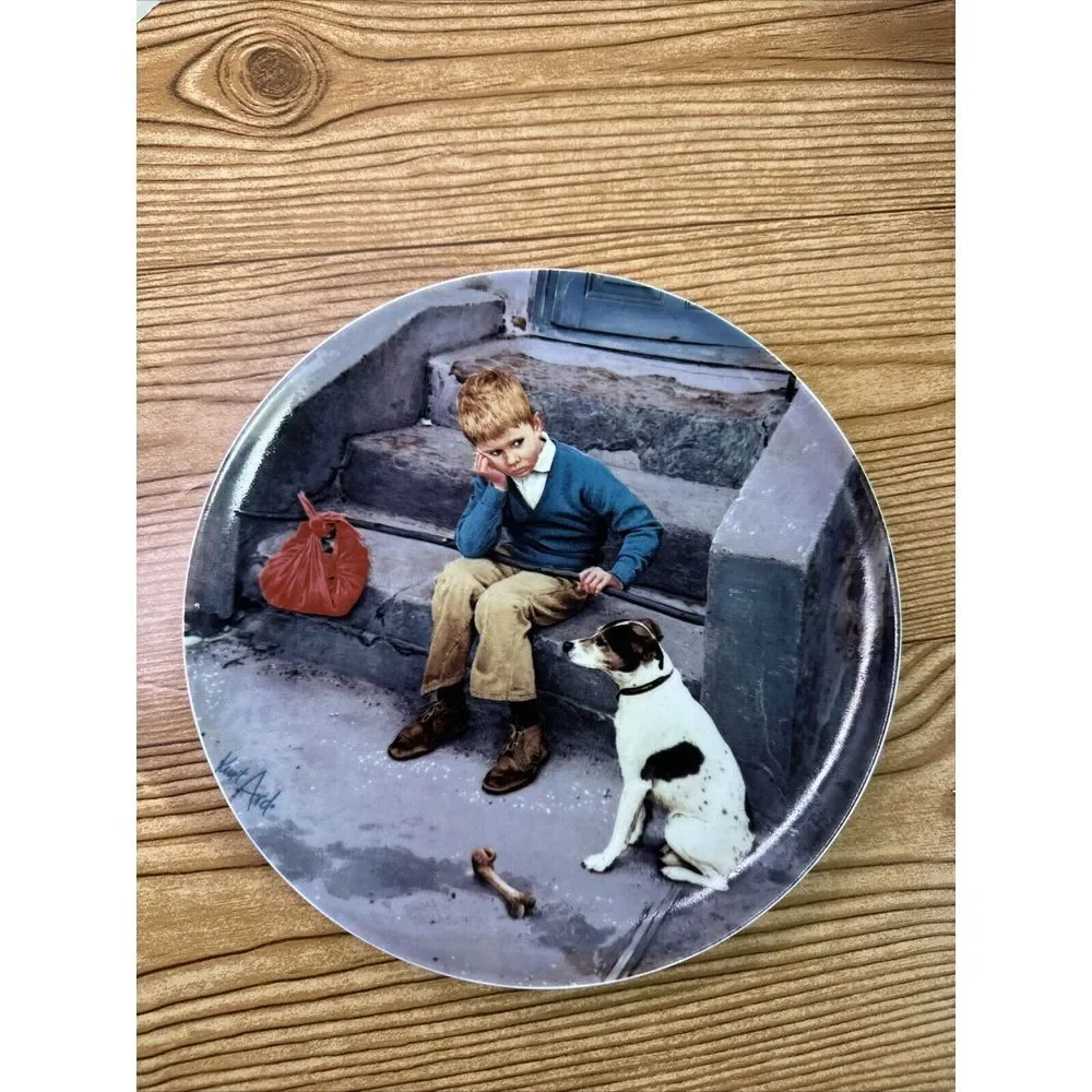 Kurt Ard B&G Copenhagen Boy and Dog Running Away 8 1/4 in. Bing & Grondahl‎ MIB